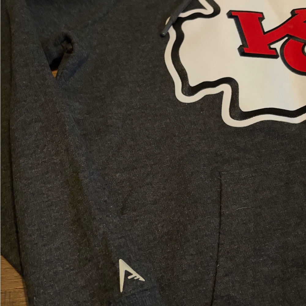 Womens Antigua Charcoal Hooded Sweatshirt w Red & White Kansas City Logo Size M - Picture 3 of 6